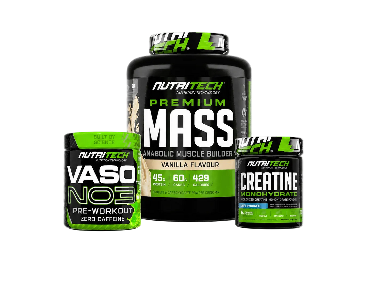 Nutritech Complete Gainer Bundle (Mass 5kg + Creatine + VASO N03)