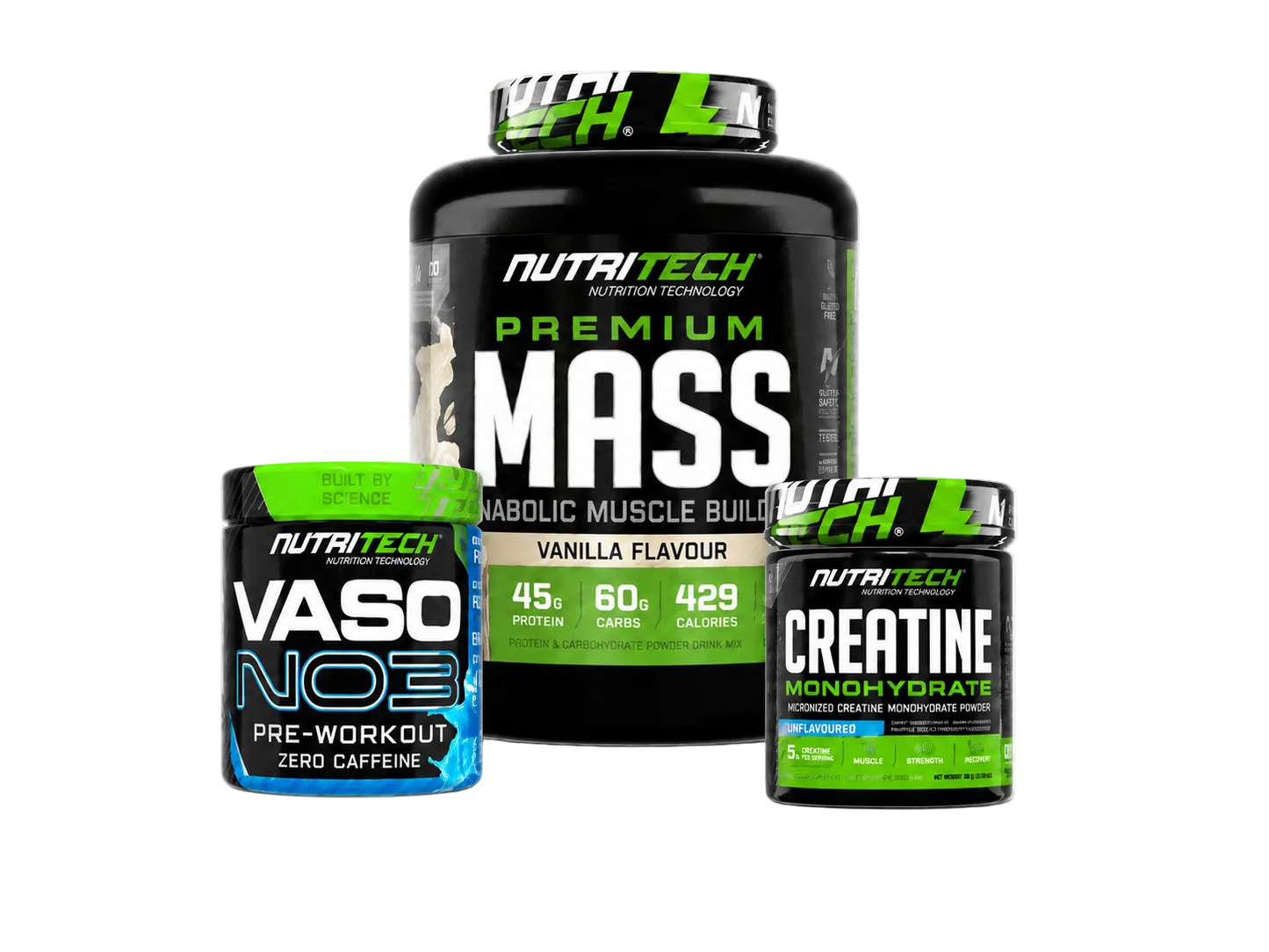 Nutritech Complete Gainer Bundle (Mass 5kg + Creatine + VASO N03)