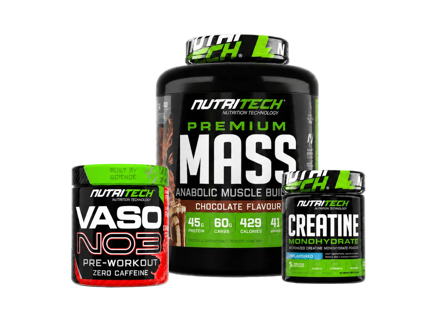 Nutritech Complete Gainer Bundle (Mass 5kg + Creatine + VASO N03)
