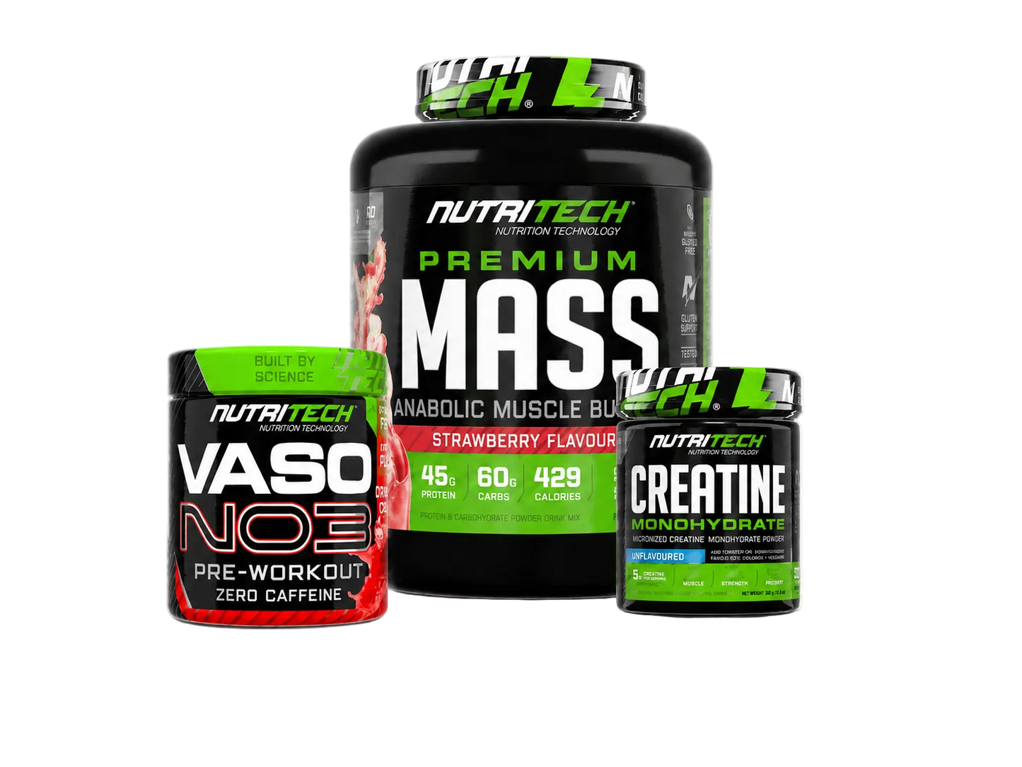 Nutritech Complete Gainer Bundle (Mass 5kg + Creatine + VASO N03)