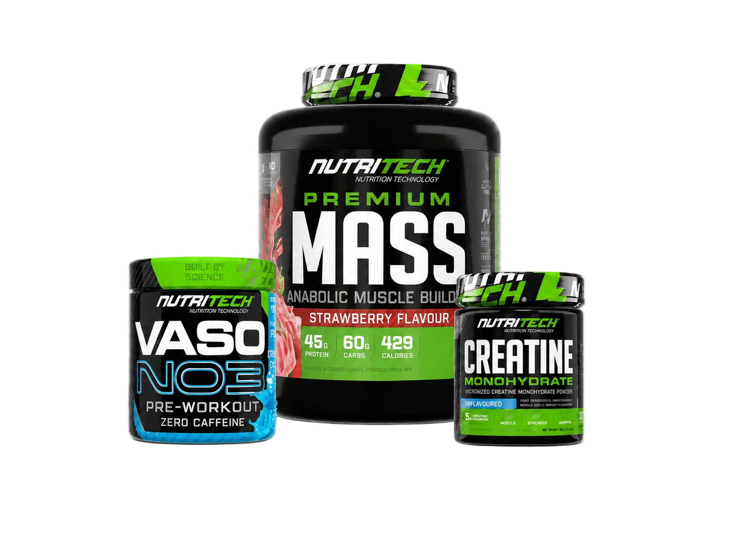 Nutritech Complete Gainer Bundle (Mass 5kg + Creatine + VASO N03)