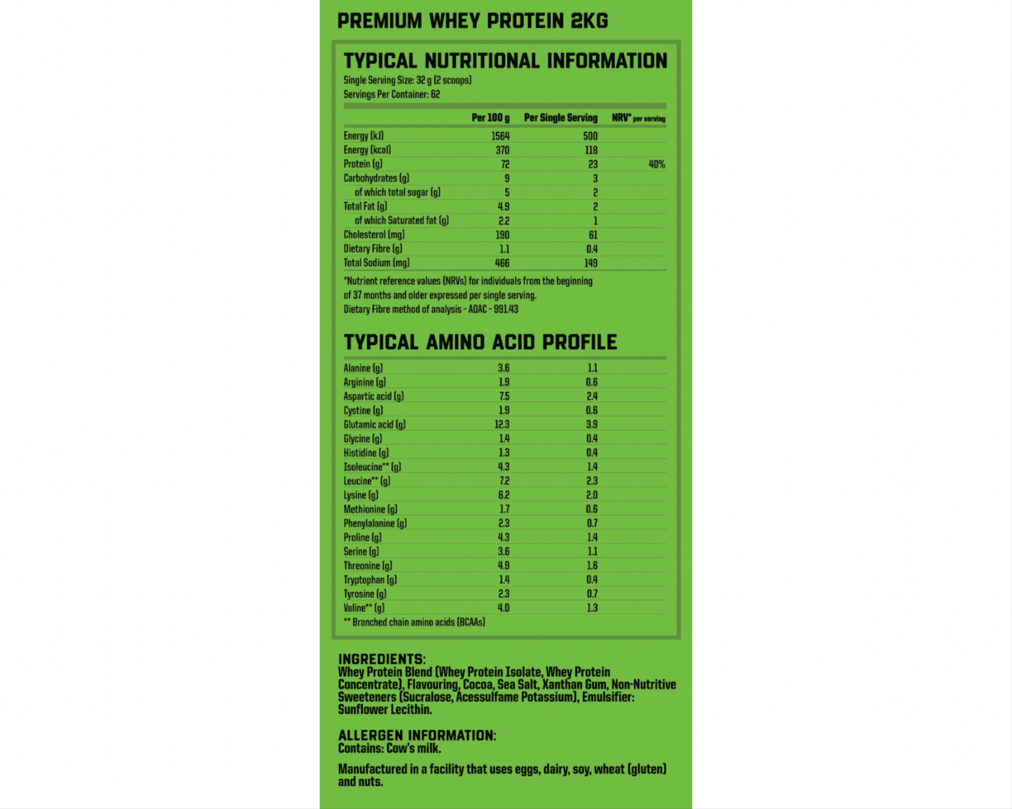 Premium Pure Whey 2kg – Isolate & Concentrate